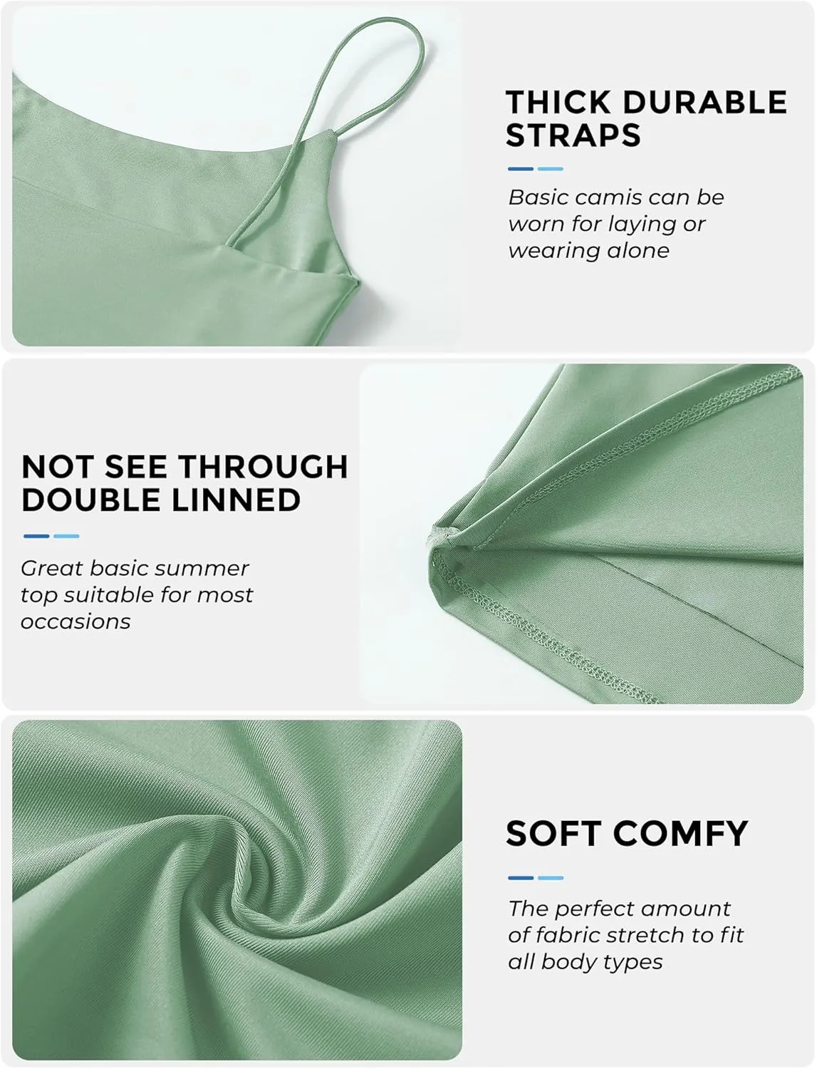 Buauty 4 Packs Crop Tops Spaghetti Strap Tank Tops for Women, Basic cami Crop Tank top Double Lined Camisole Tops
