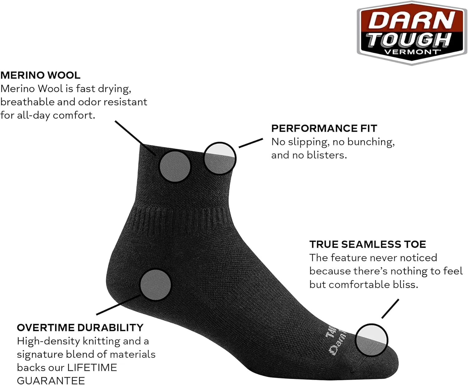 Darn Tough Tactical Quarter Light Socks (T4093) Unisex