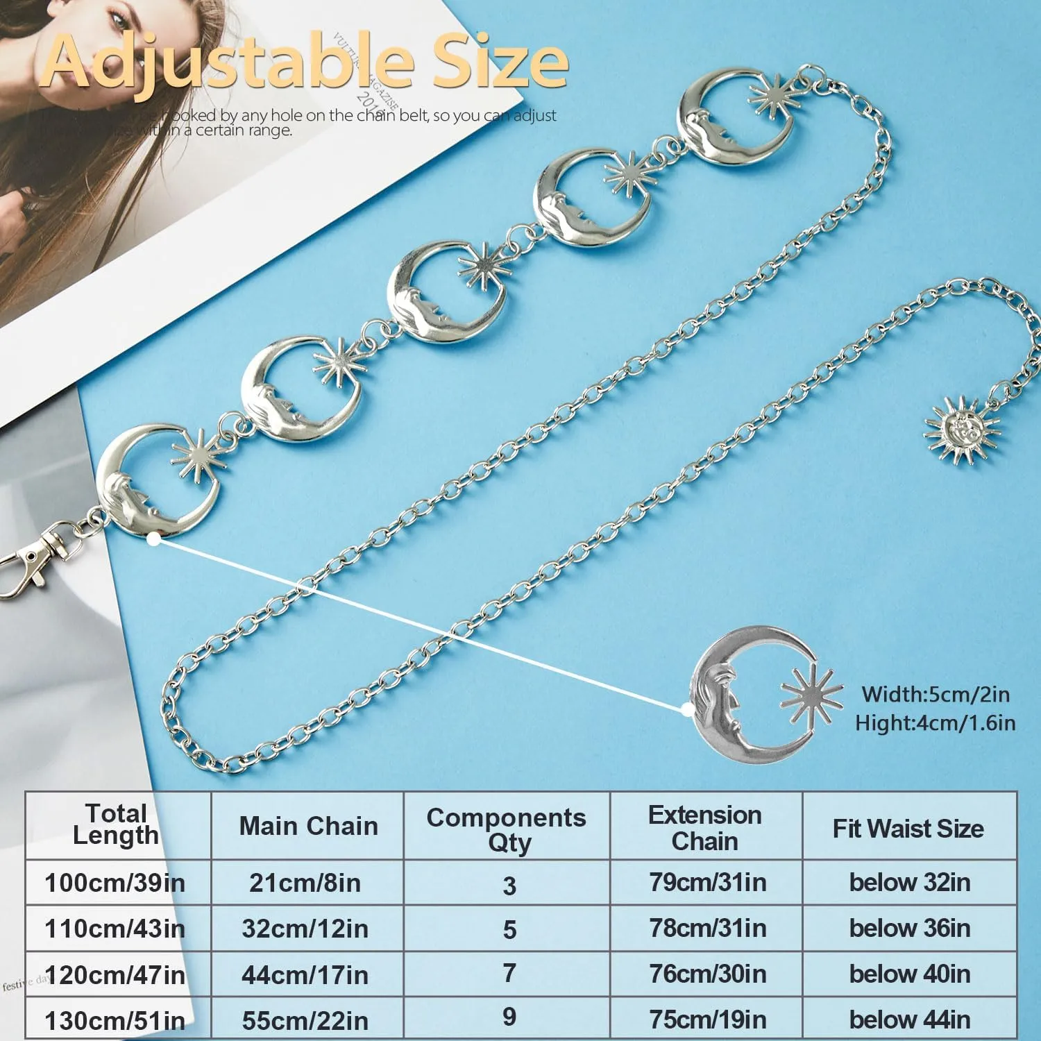 FIORETTO Chain Belt for Women Metal Waist Chain Fashion Multilayer Chain Belts for Dress