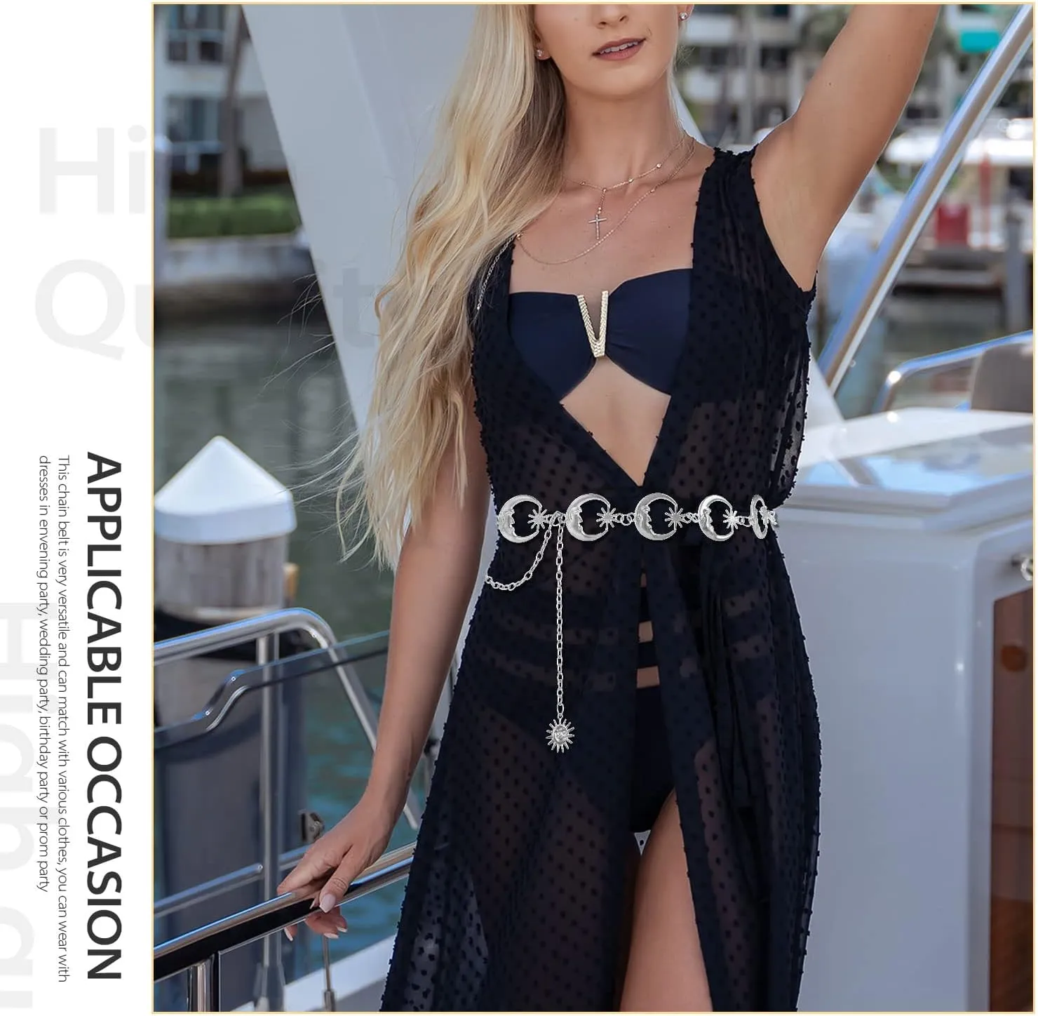 FIORETTO Chain Belt for Women Metal Waist Chain Fashion Multilayer Chain Belts for Dress