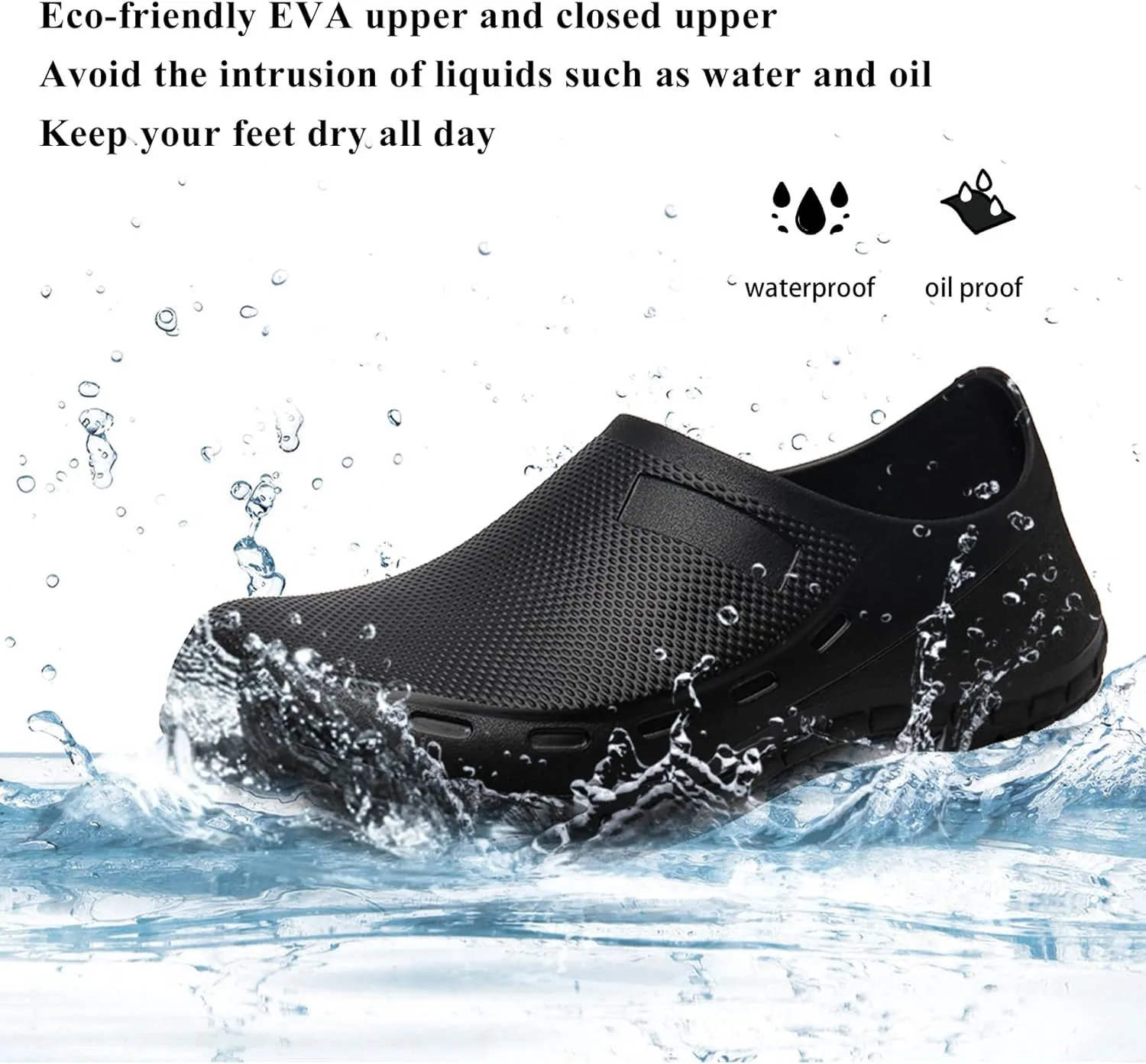 Haifago Men Non Slip Chef Shoes, Waterproof Oil Resistant Kitchen Work Clogs, Food Service Shoes for Restaurant