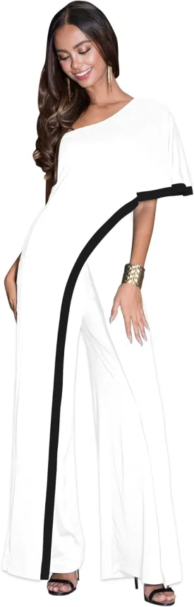 KOH KOH Womens 2025 One Off Shoulder Asymmetric Long Pant Jumpsuit Romper