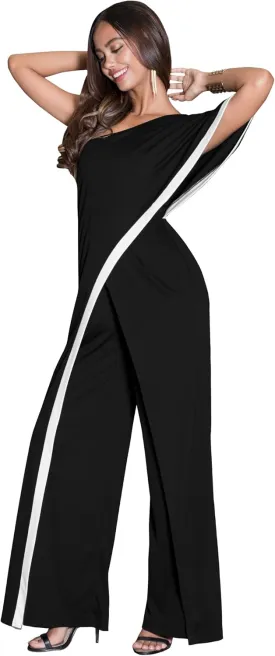 KOH KOH Womens 2025 One Off Shoulder Asymmetric Long Pant Jumpsuit Romper