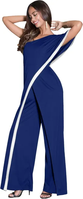 KOH KOH Womens 2025 One Off Shoulder Asymmetric Long Pant Jumpsuit Romper