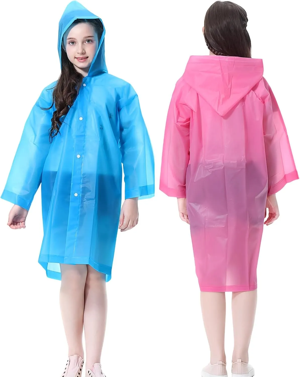 Rain Ponchos Raincoats for Kids, 2 Packs Rain Coats Jacket Reusable with Hood for Boys Girls Disney Hiking Camping Outdoor