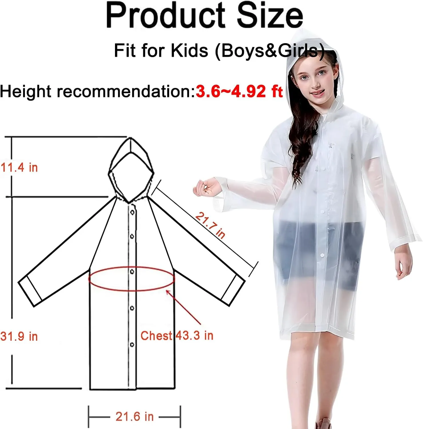 Rain Ponchos Raincoats for Kids, 2 Packs Rain Coats Jacket Reusable with Hood for Boys Girls Disney Hiking Camping Outdoor