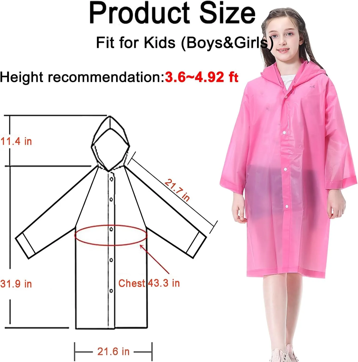 Rain Ponchos Raincoats for Kids, 2 Packs Rain Coats Jacket Reusable with Hood for Boys Girls Disney Hiking Camping Outdoor