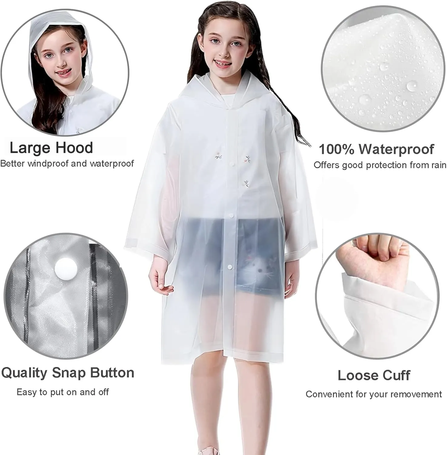 Rain Ponchos Raincoats for Kids, 2 Packs Rain Coats Jacket Reusable with Hood for Boys Girls Disney Hiking Camping Outdoor