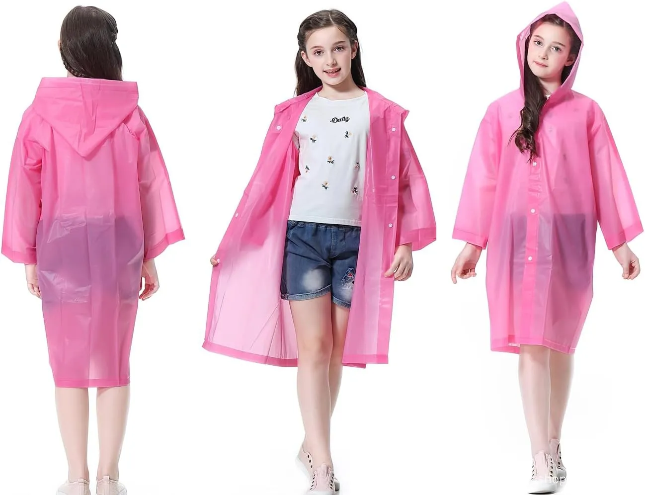 Rain Ponchos Raincoats for Kids, 2 Packs Rain Coats Jacket Reusable with Hood for Boys Girls Disney Hiking Camping Outdoor