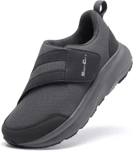 SILENTCARE Diabetic Shoes for Men Wide Toe Box Slip-on Shoes for Swollen Feet Adjustable Walking Shoes for Elderly Foot Pain Relief Neuropathy