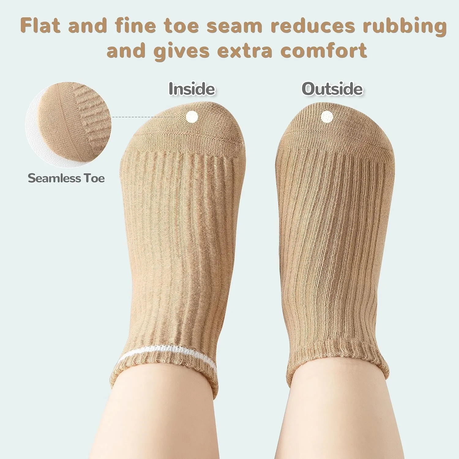 Toddler Grip Socks Non Slip Crew Cute Seamless Cotton Socks for Baby Boys Girls Infants Kids 9 Pairs