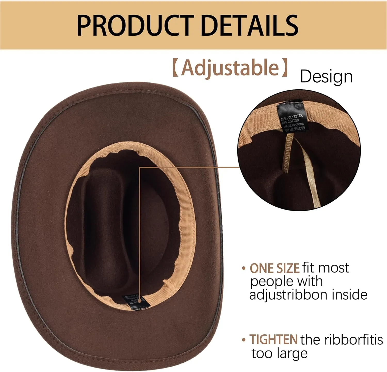 Women Men Western-Cowboy-Cowgirl-Hat Outdoor Faux Felt Wide Brim Western-Belt-Buckle Panama Fedora Hat(M)